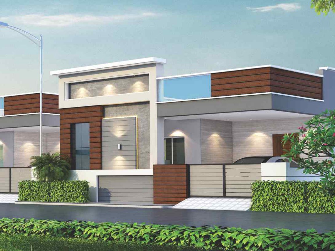 Row of 2 BHK homes along a CC road