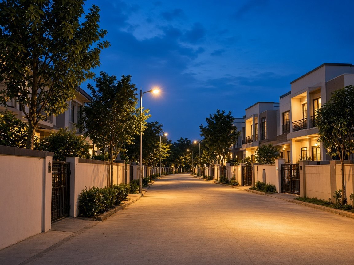 Community street at night