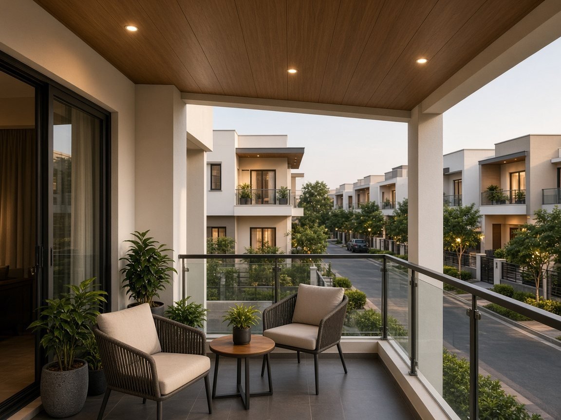 Duplex first-floor balcony